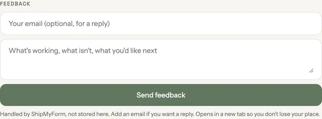 Sending feedback from Settings