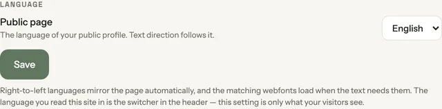 Choosing the language of your public page